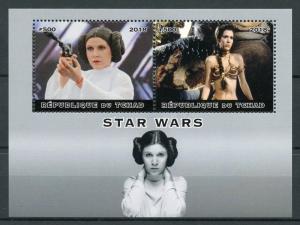 Chad 2018 CTO Star Wars Princess Leia Carrie Fisher 2v M/S Movies Film Stamps