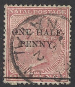 Natal Sc# 72 Used 1885-1886 ½p on 1p Queen Victoria