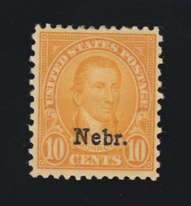 US 679 10c Nebraska Overprint Mint VF OG LH SCV $90