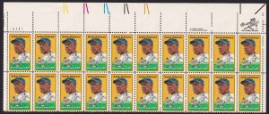 Scott #2016 Jackie Robinson (Black Heritage) 20¢ Plate Block of 20 Stamps - MNH