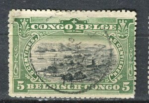 BELGIUM CONGO; Early 1900s Pictorial issue fine used 5c. value,