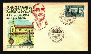 Spain 1956 Caudillo Franco FDC / Hand Colored / UA - L3389