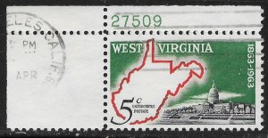 US #1232 used Plate # single. West Virginia.