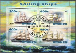 {g056} Rwanda 2013 Sailing Ships Boats (2) sheet Used / CTO Cinderella