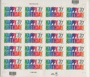 Scott 3695 - Birthday Greetings. Sheet Of 20 . MNH.    #02 3695s20