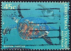 Christmas Island: SC#412q 45¢ Marine Life: Green Sea Turtle (1998) Used