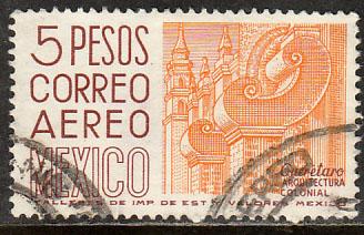 MEXICO C476a, $5.00 1950 Def 9th Issue Unwmk Glazed paper. USED. F-VF. (1459)