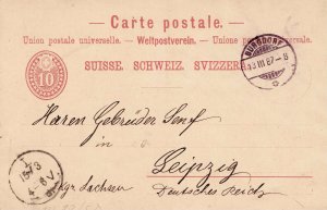 Switzerland 1913 Postal Card Stationery Burgdorf to Leipzig Carte Postale