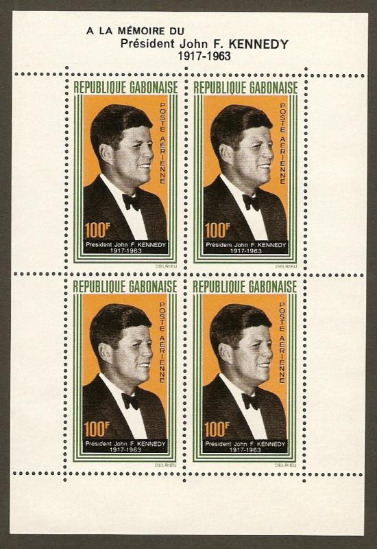 Gabon #C27a NH John F Kennedy Memorial Stamp SS