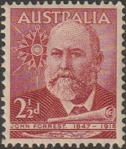 Australia 1949 Sc#227 2-1/2d Red Lord Forrest of Bunbury UNUSED-VF-OG-H.