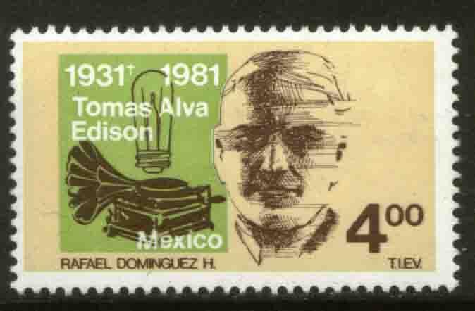 MEXICO 1255 50th Death Anniv of Thomas Alva Edison MINT, NH. F-VF.