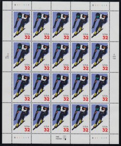 1998 Alpine Skiing 32c Sc 3180 MNH full mint sheet of 20 water-activated