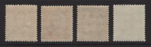 Iceland 1920-1930 Christian X Officials #O41, O42, O44 & O48 F-VF Mint NH