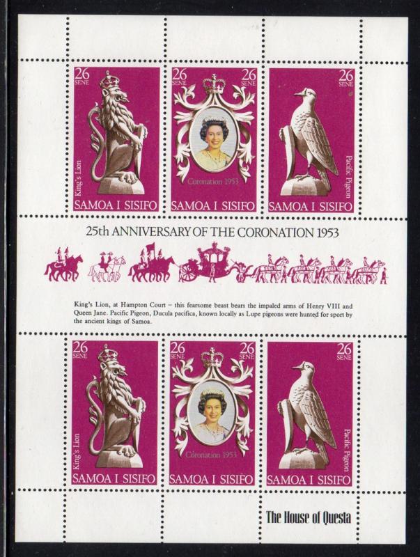 Samoa Sc 472 1978 25th Anniv Coronation stamp sheet mint NH