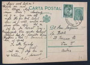 1930s Bucarest Romania Postal Stationery Postcard Cover To Vienna Austria