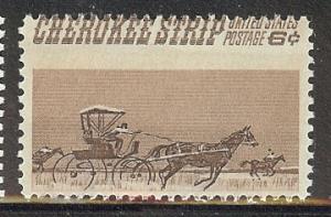 #1360 Cherokee Strip 6c Misperf Mint Never Hinged