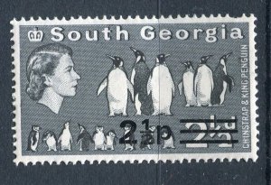 SOUTH GEORGIA; 1971 early QEII Fauna surcharged issue Mint hinged 2.5p. value