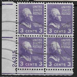 US #807 3c Thomas Jefferson