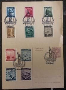 1946 Vienna Austria Reply Postcard Cover FDC  USA Exhibition Landscape Stamps