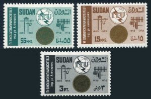 Sudan 176-178, MNH. Michel 209-211. ITU-100, 1965. Communication equipment.