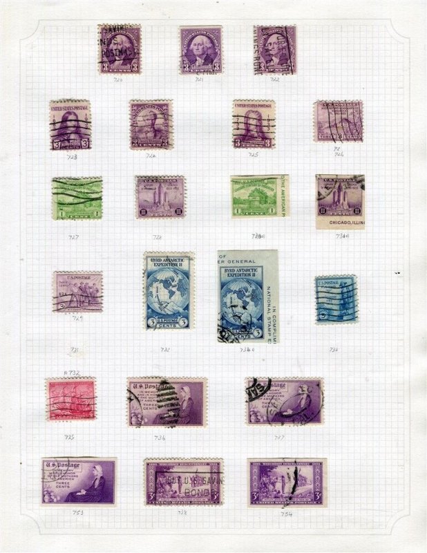 USA; 1932-34 fine early run of used values on cat numbered album page
