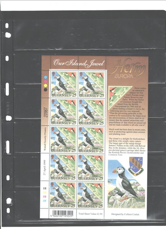 GUERNSEY,1999,EUROPA#680-683,MNH; 4 SHEETS=$8.00; 1 SET=$1.20;