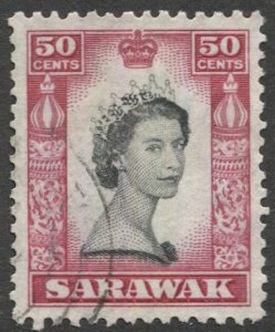 SARAWAK 1955 Sc 208  50c Used  VF, QEII