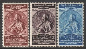 Egypt Scott 217/219 - SG259/261, 1937 Abolition of Capitulations Set MH*