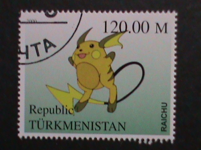 TURKMENISTAN -2000 LOVELY FAMPOUS POKEMON CTO FANCY POSTAL CANCEL VERY FINE