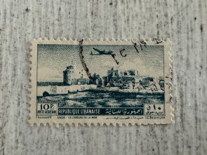 Lebanon #C159 Used, 10p, Crusader Castle, Sidon Harbor, 2024 SCV.$0.25