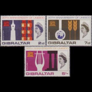 GIBRALTAR 1966 - Scott# 183-5 UNESCO Anniv. Set of 3 NH