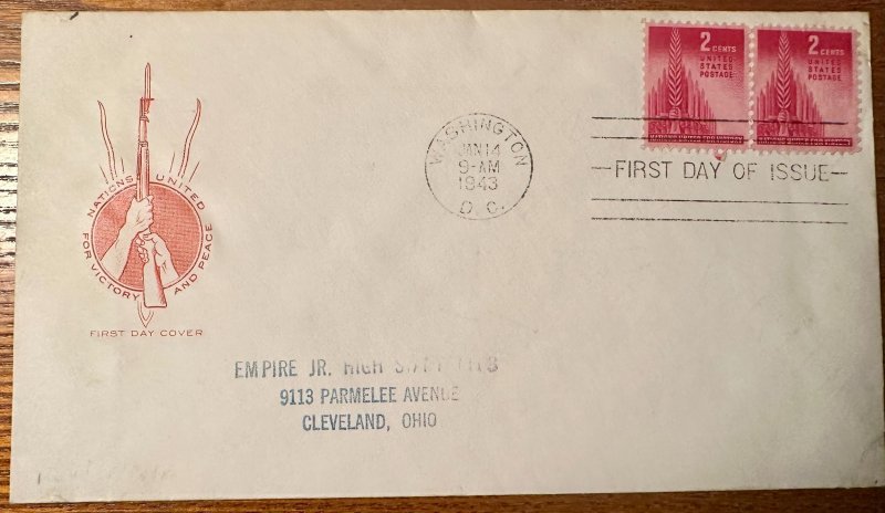 US # 907 Allied Nations First Day Cover postmark Jan 14 1943