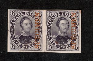 Canada #2TCv Very Fine Plate Proof Pair On Card