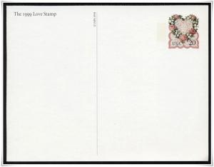 SC#UX300 20¢ Love Type (1999) Postal Card