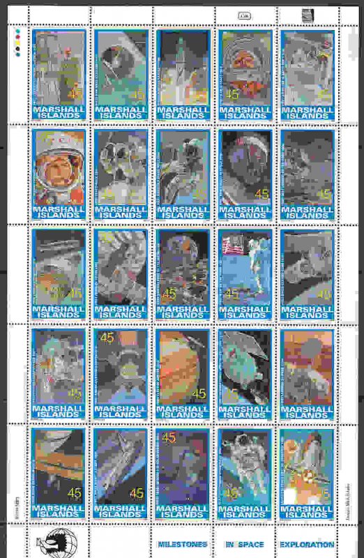 Marshall Islands #345 sheet of 25, F-VF Mint NH ** Space Exploration