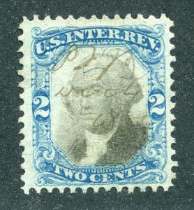 R104 - 2c - Blue and Black - US Second Issue Revenue