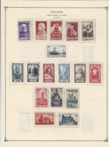 france 1946-1949 mounted mint & used stamps sheet ref 17757