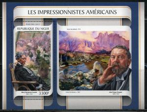 NIGER 2017  AMERICAN IMPRESSIONSISTS CASSATT & SARGENT SOUVENIR SHEET MINT NH