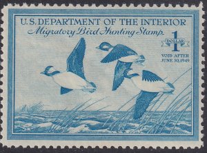 RW15 U.S. 1948 Federal Duck Stamp $1.00 MH CV $36.00