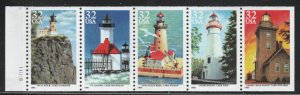 ALLY'S STAMPS Scott #2973a 32c Lighthouses - Pane [5] MNH F/VF [FP-101d]