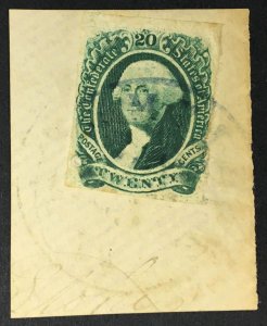 CSA US # 13   20c Washington IMPERF USED ON PIECE CAT. $400