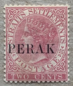 Malaya Perak 1886 2c pale rose Crown CA, unused. Scott 6, CV $5.50, SG 17