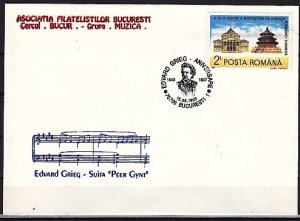 Romania, JUN/93. Composer E. Grieg, Cancel on a Cachet Cover.