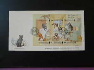 domestic animal cat FDC Alderney 1996