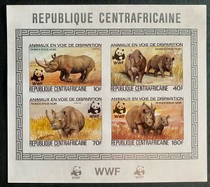 Stamps Block Of 4 WWF RHINOCEROS Endangered Species Central Africa 1983 Imperf.
