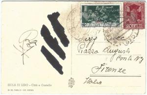 71452 - EGEO Lero - Postal History - 25 cents FERRUCCI on POSTCARD  -