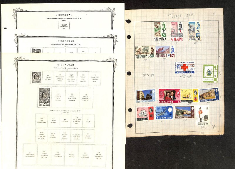 Gibralter Stamp Collection on 22 Scott Specialty Pages, 1886-1971 (BI)