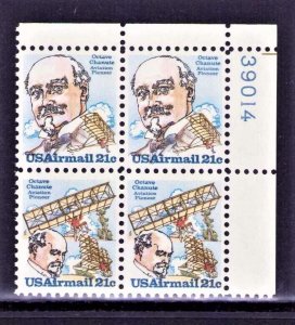 US  Scott #C93-C94, Air Mail 21c, Octave Chanute, Plate Block,  MNH 1979