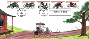 #3019-23 Antique Automobiles Homespun FDC