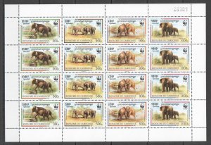 B0187 1997 Cambodia Fauna Wwf Animals Elephants #1680-83 Full Sh Mnh